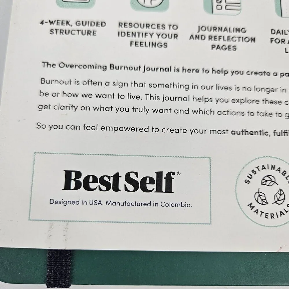 Overcoming Burnout Journal BestSelf 4 Week Guided Wellness Hardcover Book Diary